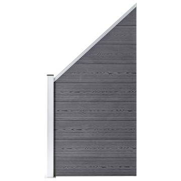 WPC Fence Set 7 Square + 1 Slanted - Durable & Stylish Grey