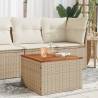 Garden Table Beige 55x55x37 cm Poly Rattan and Acacia Wood Colour beige Quantity in Package 1 Material wood 