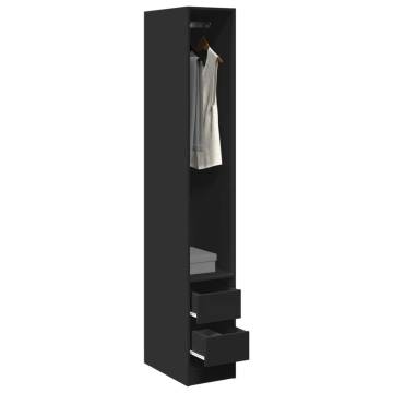 Stylish Black Wardrobe - Engineered Wood 30x50x200 cm