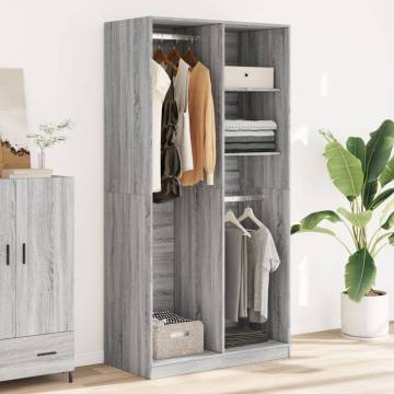 Wardrobe Grey Sonoma 100x50x200 cm | Engineered Wood | HipoMarket