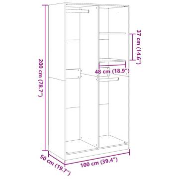 Wardrobe Grey Sonoma 100x50x200 cm | Engineered Wood | HipoMarket