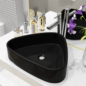 Stylish Black Ceramic Triangle Basin - 50.5x41x12 cm