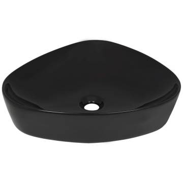 Stylish Black Ceramic Triangle Basin - 50.5x41x12 cm