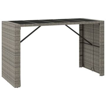 Stylish Grey Bar Table with Glass Top - 185x80cm