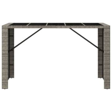 Stylish Grey Bar Table with Glass Top - 185x80cm