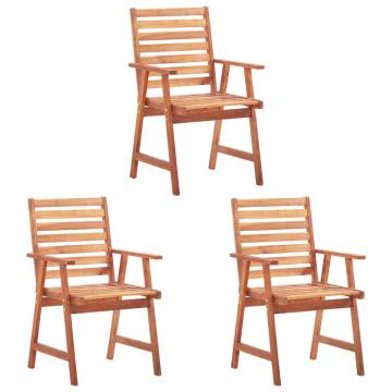 Outdoor Dining Chairs Set - 3 pcs Solid Acacia Wood