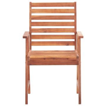 Outdoor Dining Chairs Set - 3 pcs Solid Acacia Wood