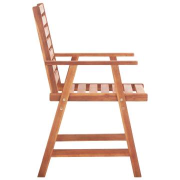 Outdoor Dining Chairs Set - 3 pcs Solid Acacia Wood