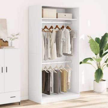 Wardrobe White 100x50x200 cm - Durable Engineered Wood