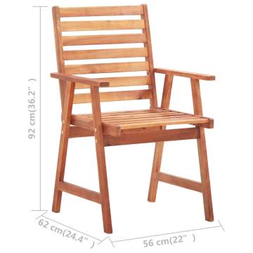 Outdoor Dining Chairs Set - 3 pcs Solid Acacia Wood