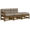 3 Piece Garden Lounge Set with Cushions - Honey Brown Wood