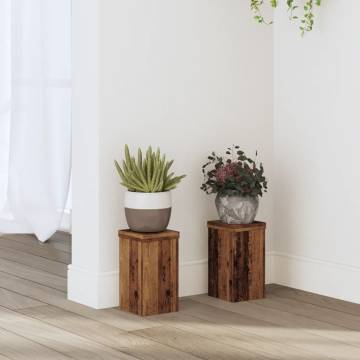 2 pcs Old Wood Plant Stands - Durable & Stylish | HipoMarket