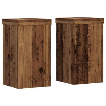 2 pcs Old Wood Plant Stands - Durable & Stylish | HipoMarket