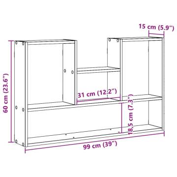 Grey Sonoma Wall Shelf - 99x15x60 cm Engineered Wood