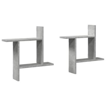 Wall Shelves 2 pcs Concrete Grey 50x12x50 cm | Hipomarket UK