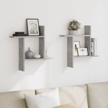 Wall Shelves 2 pcs Concrete Grey 50x12x50 cm | Hipomarket UK