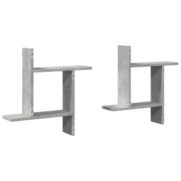 Wall Shelves 2 pcs Concrete Grey 50x12x50 cm | Hipomarket UK