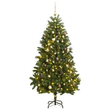 Artificial Hinged Christmas Tree with 300 LEDs & Ball Set - 270 cm