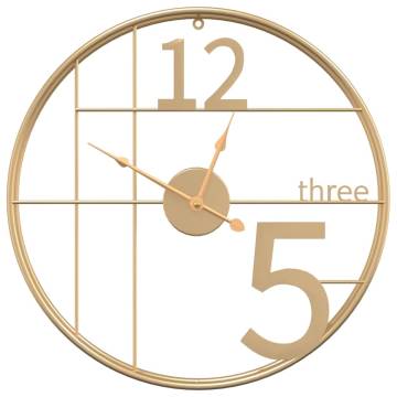 Elegant Gold Wall Clock Ø50 cm - Stylish Home Decor