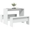  3 Piece Dining Table and Bench set White Engineered Wood Colour white Number of 1 