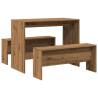 3 Piece Dining Table & Bench Set - Atisian Oak | HipoMarket