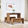 3 Piece Dining Table & Bench Set - Atisian Oak | HipoMarket