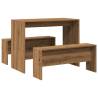 3 Piece Dining Table & Bench Set - Atisian Oak | HipoMarket