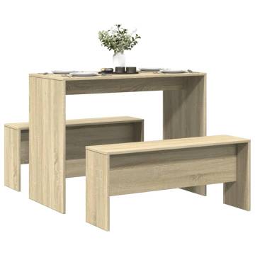 3 Piece Dining Table and Bench Set - Sonoma Oak | Hipo Market