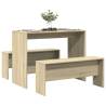  3 Piece Dining Table and Bench set Sonoma Oak Engineered Wood Colour sonoma oak Number of 1 