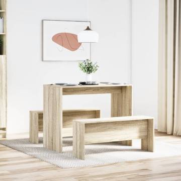 3 Piece Dining Table and Bench Set - Sonoma Oak | Hipo Market