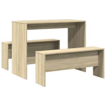 3 Piece Dining Table and Bench Set - Sonoma Oak | Hipo Market