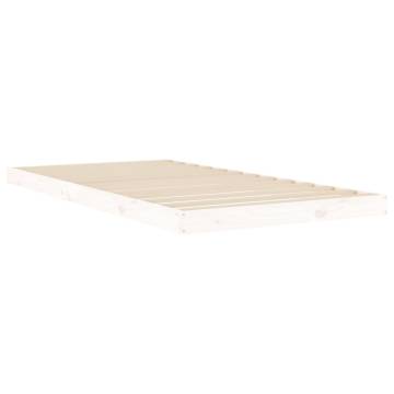 White Bed Frame 100x200 cm - Solid Pine Wood - Hipomarket