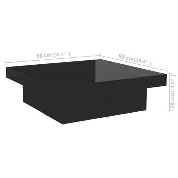 High Gloss Black Coffee Table - Stylish & Durable 90x90 cm