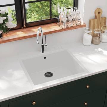 White Granite Kitchen Sink with Overflow Hole - Durable & Stylish