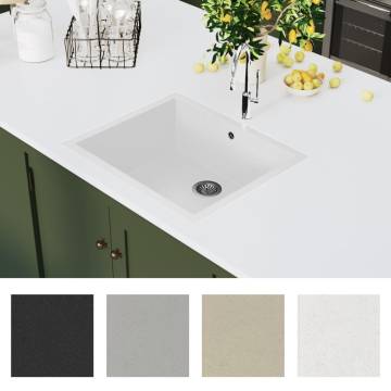 White Granite Kitchen Sink with Overflow Hole - Durable & Stylish