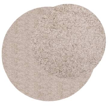 Shaggy Rug PAMPLONA High Pile Modern Beige Ø 280 cm | Hipomarket