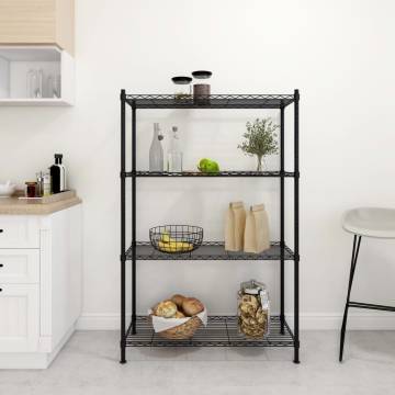 4-Tier Storage Shelf Black – Durable & Versatile | Hipomarket