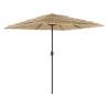 Garden Parasol with LEDs and Steel Pole - Brown 248x248 cm