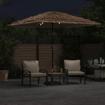 Garden Parasol with LEDs and Steel Pole - Brown 248x248 cm