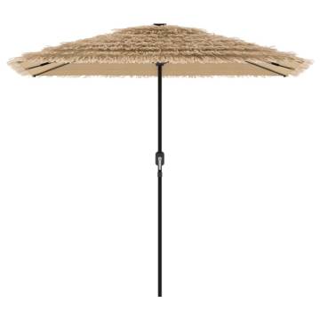 Garden Parasol with LEDs and Steel Pole - Brown 248x248 cm