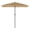 Garden Parasol with LEDs and Steel Pole - Brown 248x248 cm