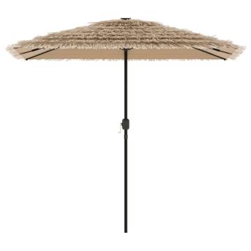 Garden Parasol with LEDs and Steel Pole - Brown 248x248 cm