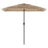 Garden Parasol with LEDs and Steel Pole - Brown 248x248 cm