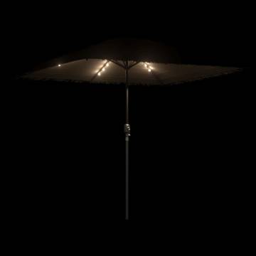 Garden Parasol with LEDs and Steel Pole - Brown 248x248 cm