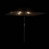 Garden Parasol with LEDs and Steel Pole - Brown 248x248 cm