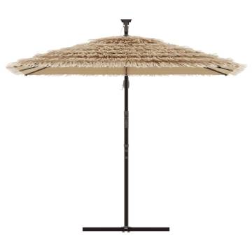 Garden Parasol with LEDs & Steel Pole - 246x246 cm Brown