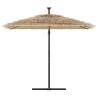 Garden Parasol with LEDs & Steel Pole - 246x246 cm Brown