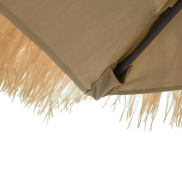 Garden Parasol with LEDs & Steel Pole - 246x246 cm Brown