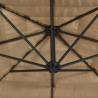 Garden Parasol with LEDs & Steel Pole - 246x246 cm Brown