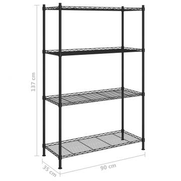 4-Tier Storage Shelf Black – Durable & Versatile | Hipomarket